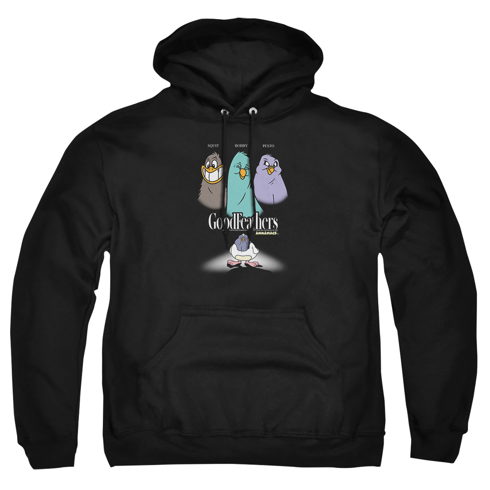WBT977-AFTH-5 Animaniacs Goodfeathers Adult Pullover Hoodie, Black - 2X