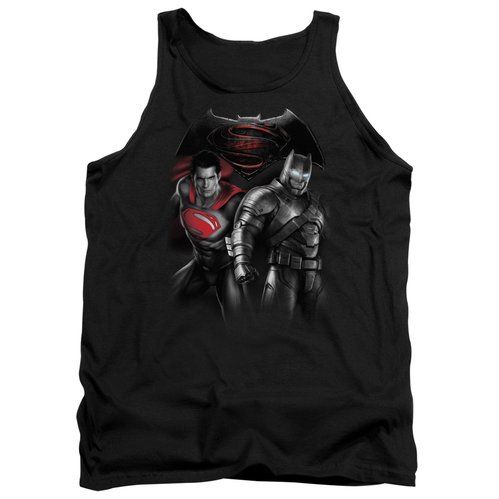 BVS133-TK-2 Batman vs Superman Stand Off Adult Tank Top, Black - Medium