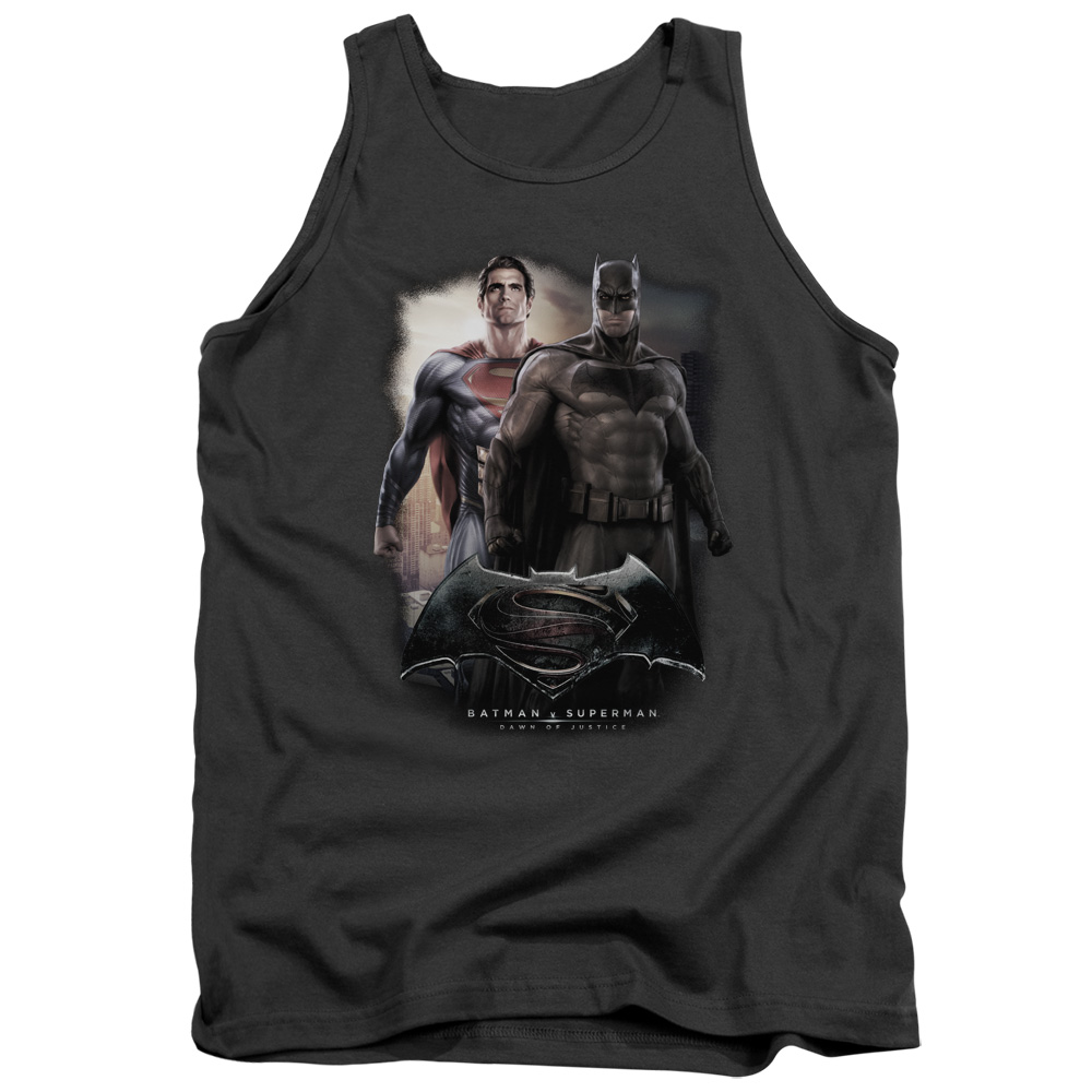 BVS136C-TK-1 Batman vs Superman Dawn Adult Tank Top, Charcoal - Small