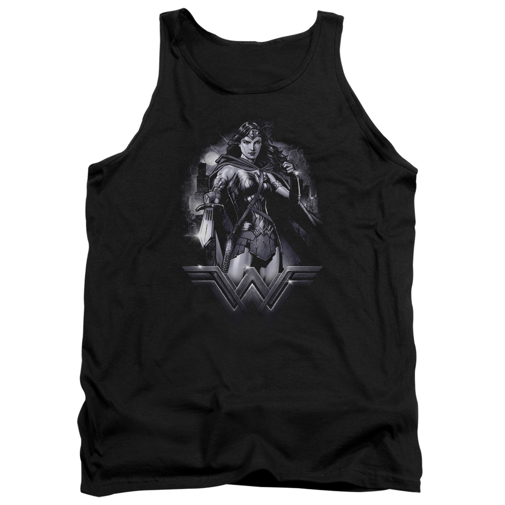 BVS138-TK-2 Batman vs Superman Rainy Night Adult Tank Top, Black - Medium