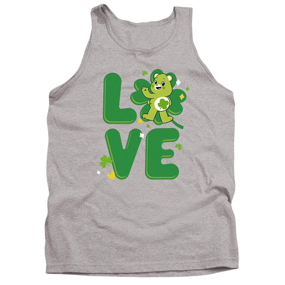 CBR10045SPD-TK-4 Care Bears Unlock The Magic Good Luck Bear Love St. Patricks Day Adult Tank Top, Athletic Heather - Extra Large
