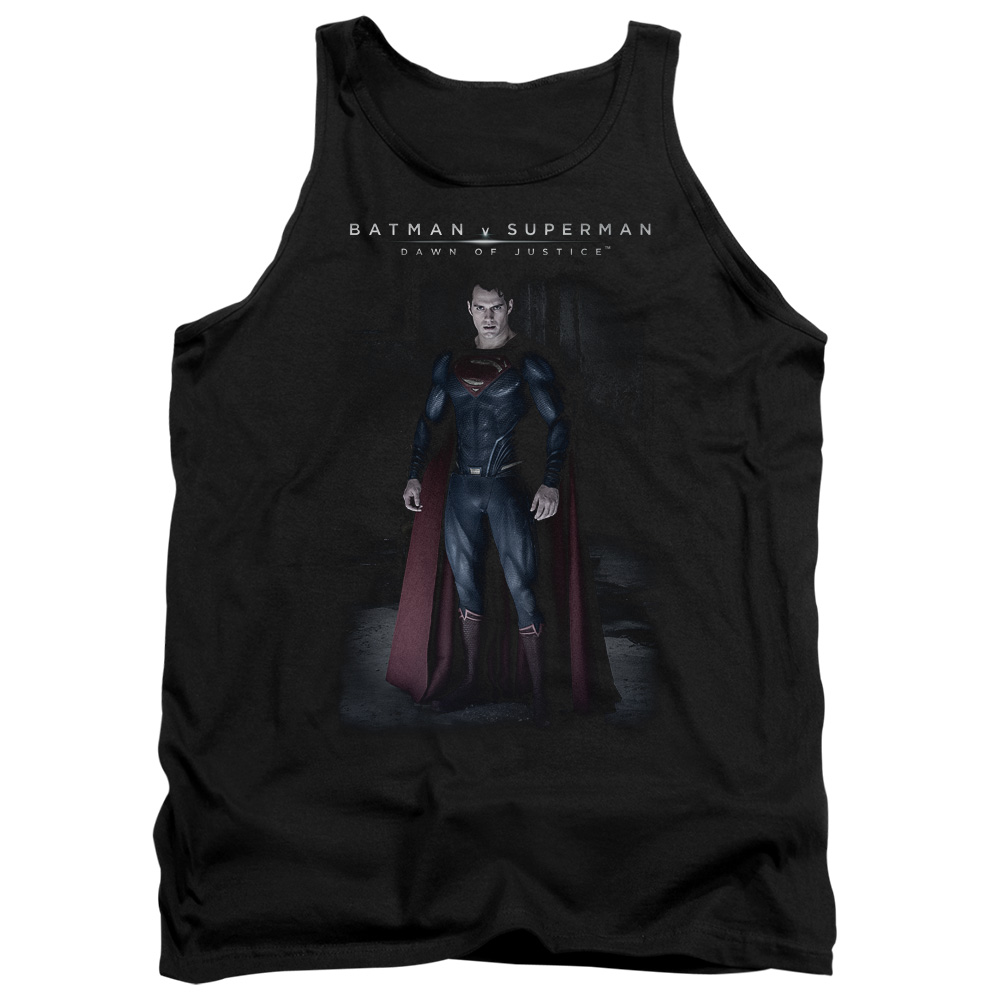 BVS206-TK-2 Batman vs Superman Stand Tall Adult Tank Top, Black - Medium