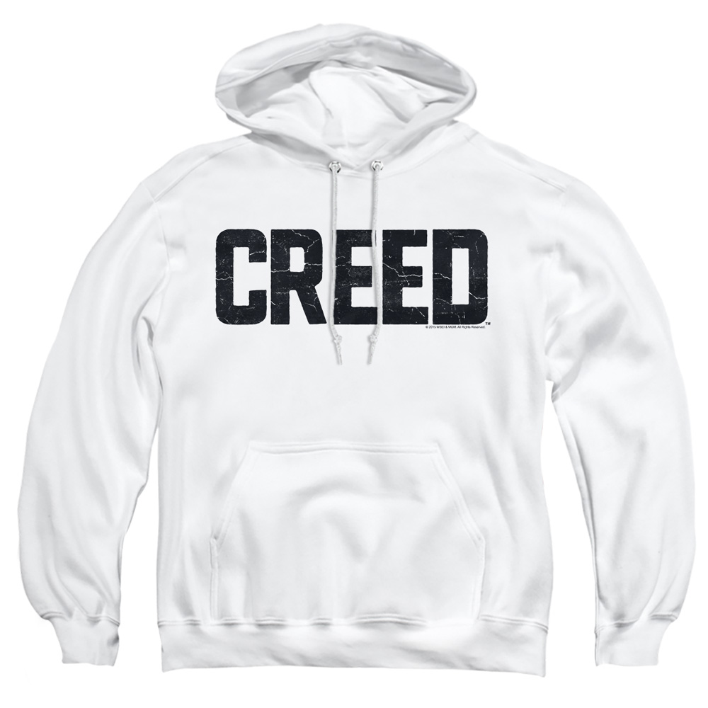 MGM262-AFTH-2 Creed Cracked Logo Adult Pullover Hoodie, White - Medium