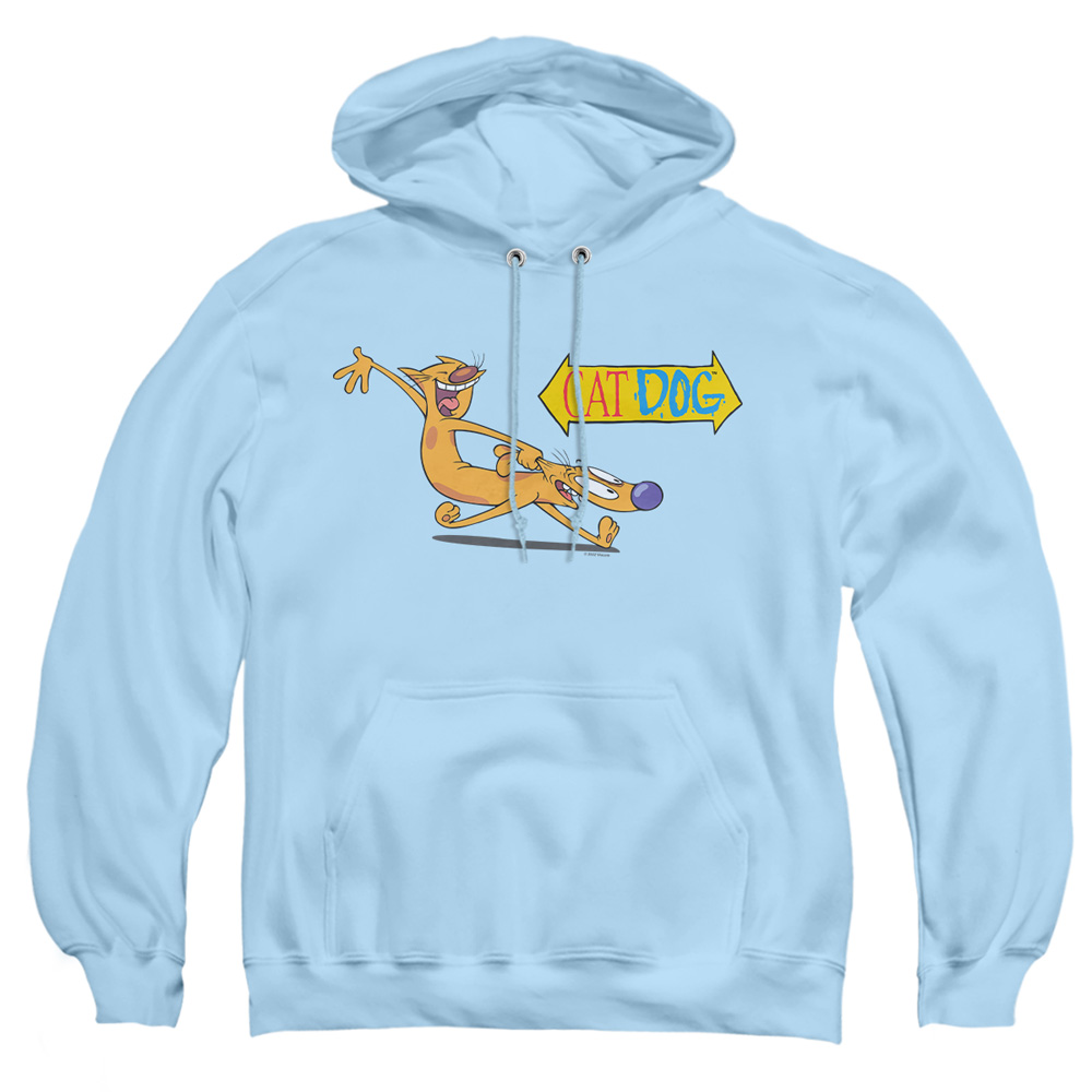 NICK297-AFTH-3 Catdog Yee Haw Adult Pullover Hoodie, Light Blue - Large