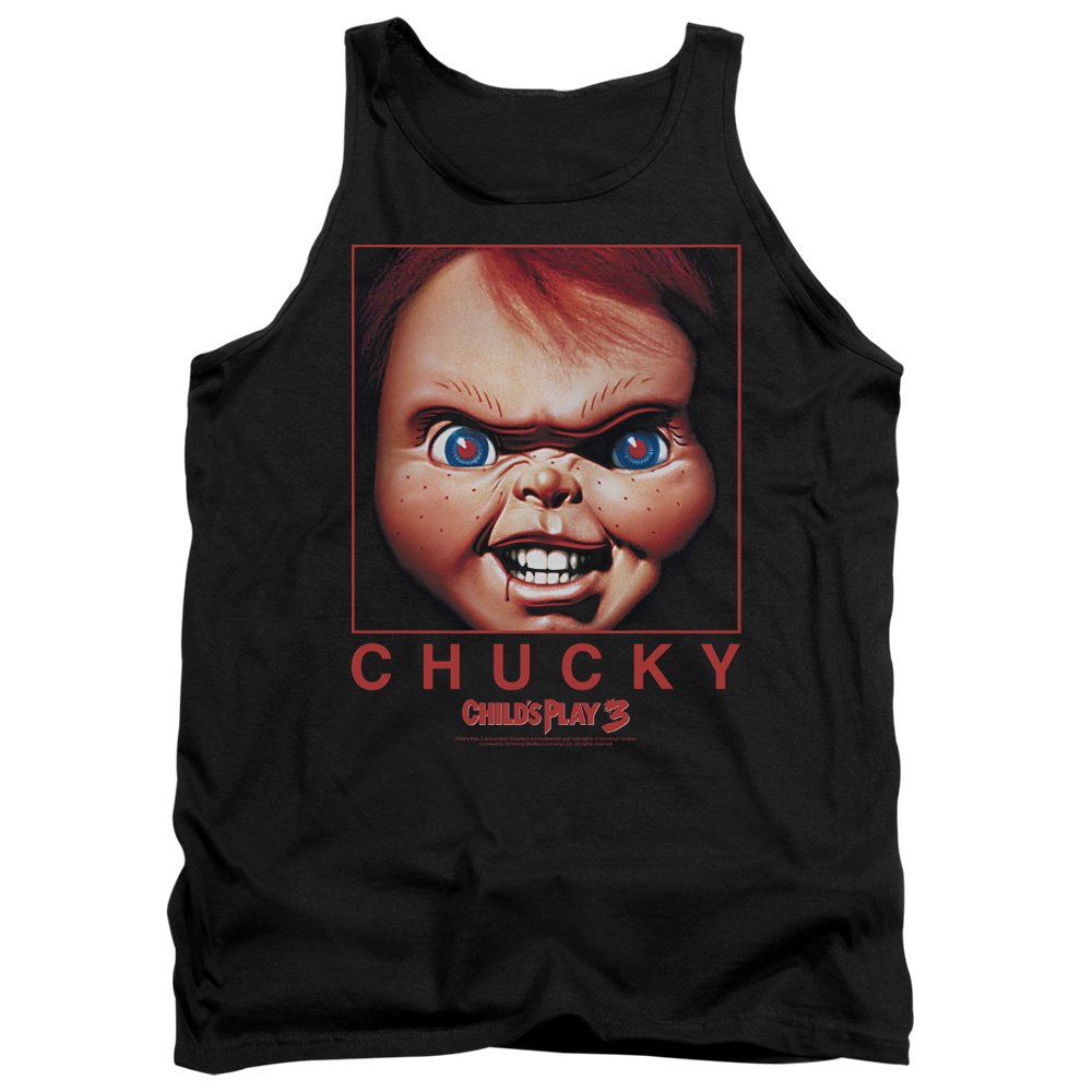 UNI917-TK-4 Childs Play Chucky Squared Adult Tank Top, Black - Extra Large