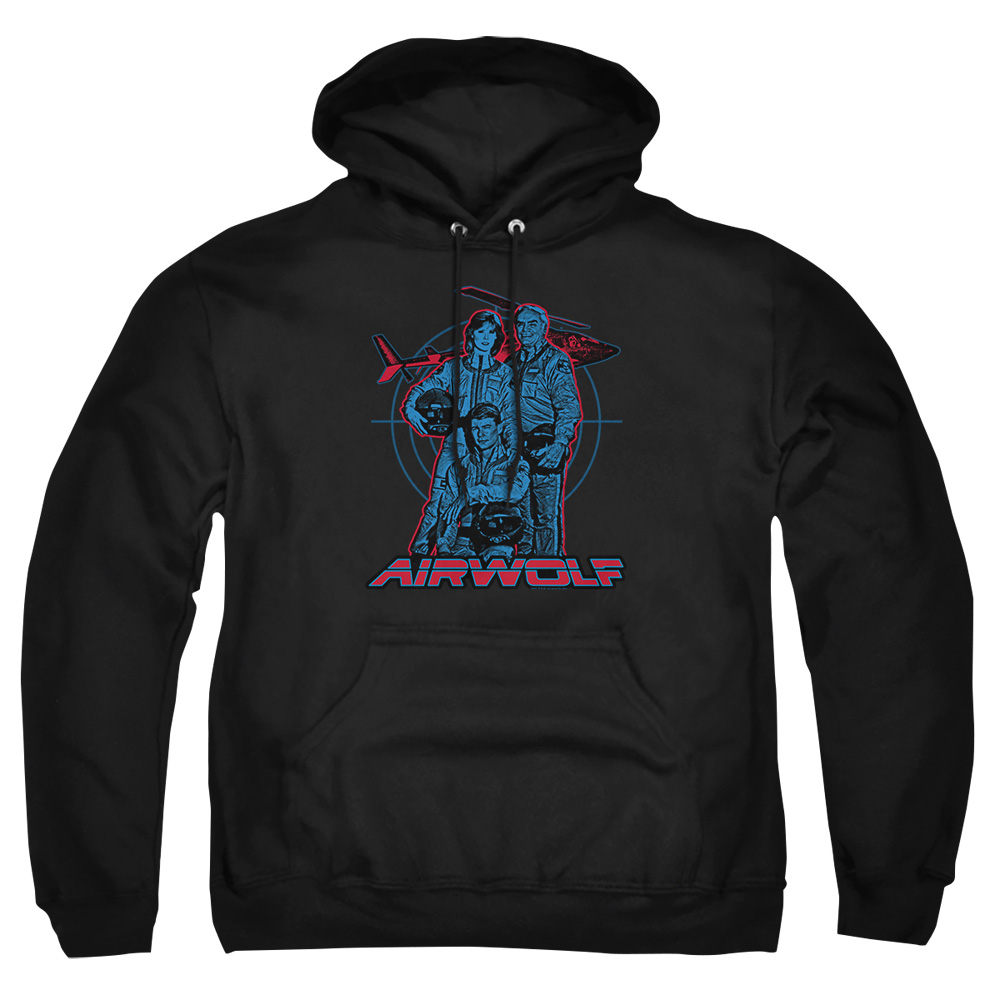 NBC280-AFTH-8 Airwolf Graphic Adult Pullover Hoodie, Black - 5X