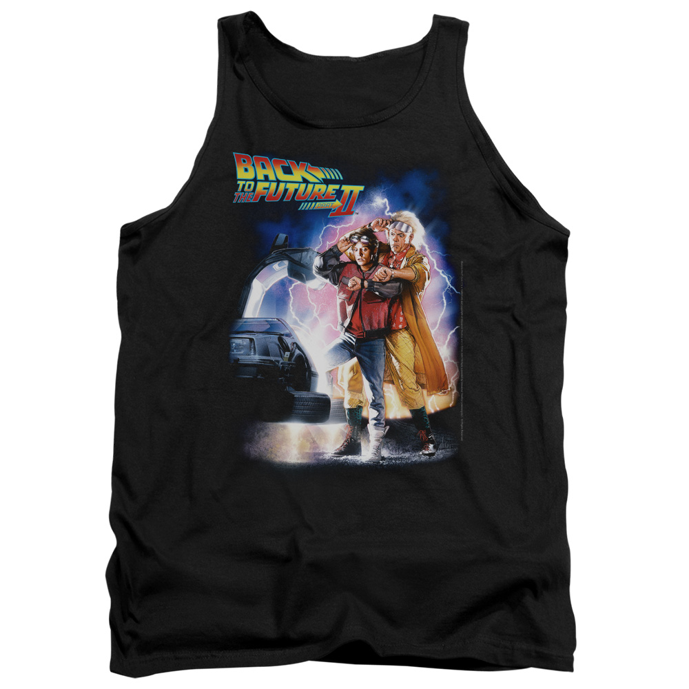 UNI308-TK-2 Back to the Future II Poster Adult Tank Top, Black - Medium