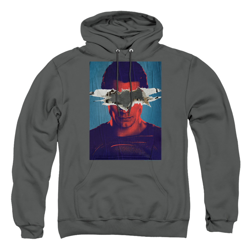 BVS140-AFTH-4 Batman vs Superman Poster Adult Pullover Hoodie, Charcoal - Extra Large