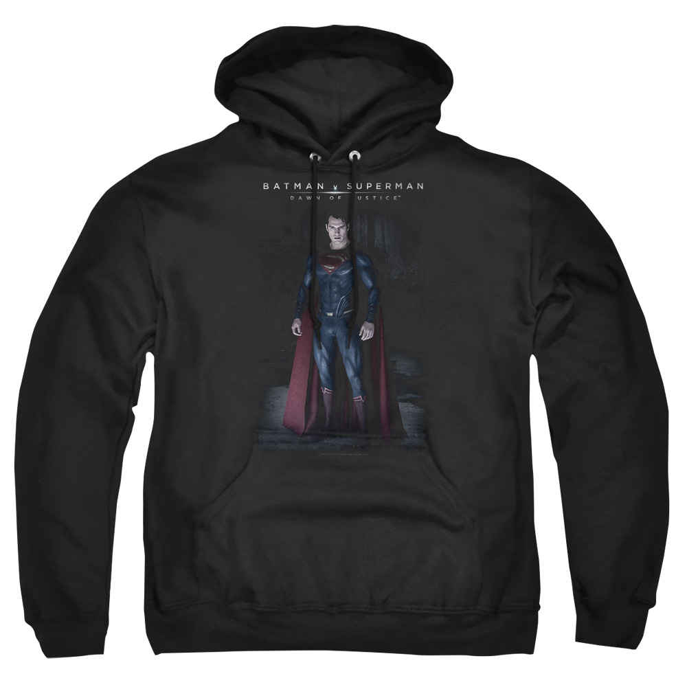 BVS206-AFTH-2 Batman vs Superman Stand Tall Adult Pullover Hoodie, Black - Medium