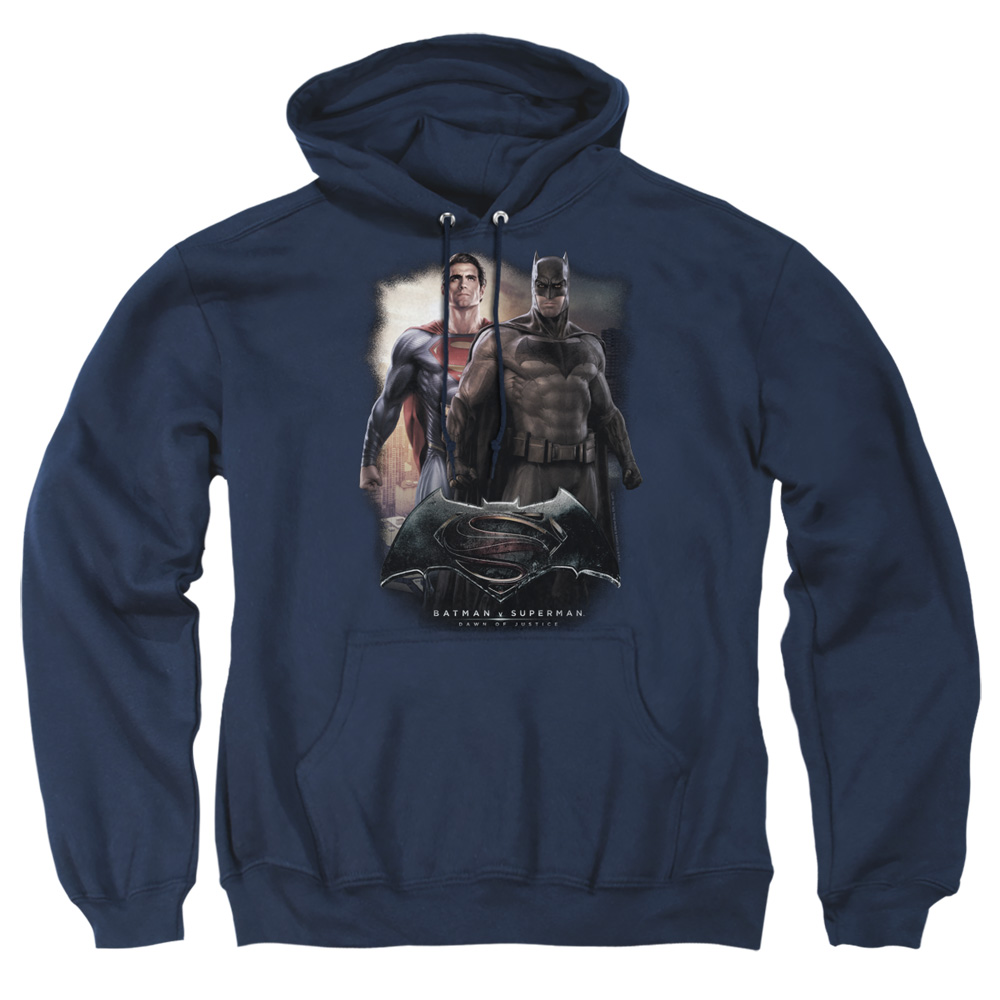BVS136D-AFTH-4 Batman vs Superman Dawn Adult Pullover Hoodie, Navy - Extra Large