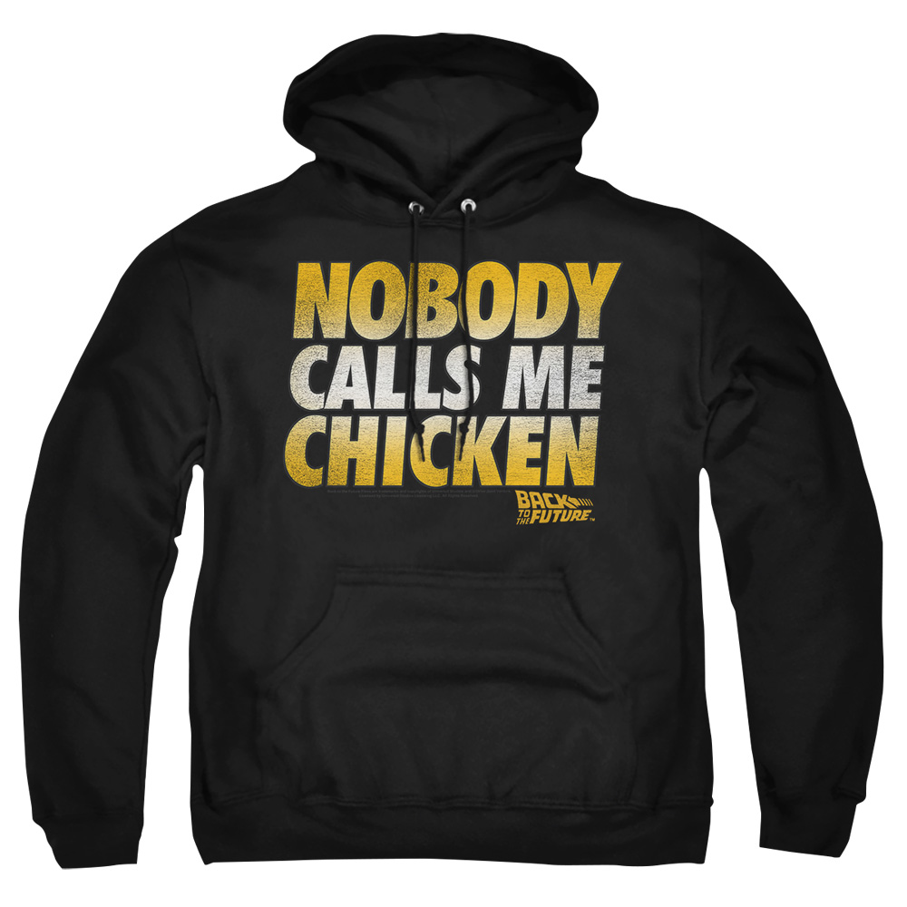 UNI916-AFTH-3 Back to the Future Chicken Adult Pullover Hoodie, Black - Large
