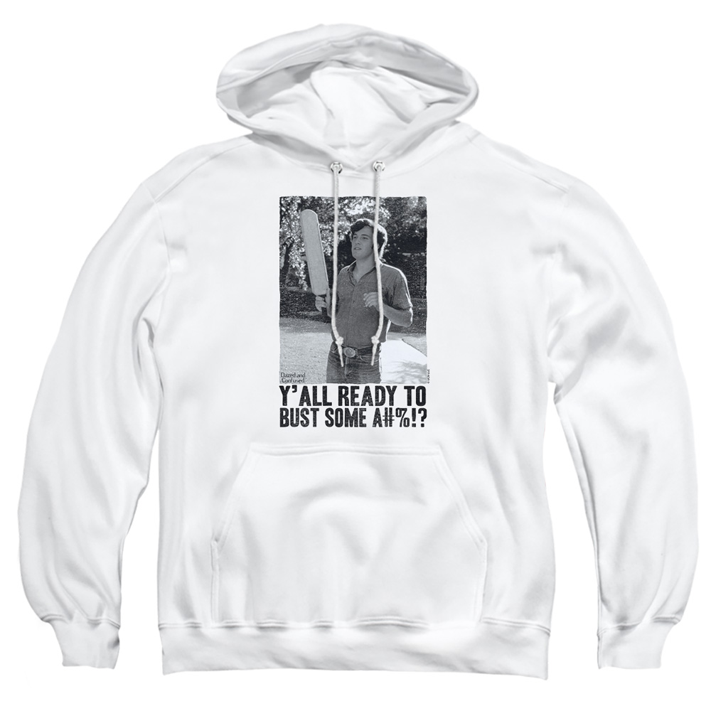 UNI982-AFTH-2 Dazed & Confused Paddle Adult Pullover Hoodie, White - Medium