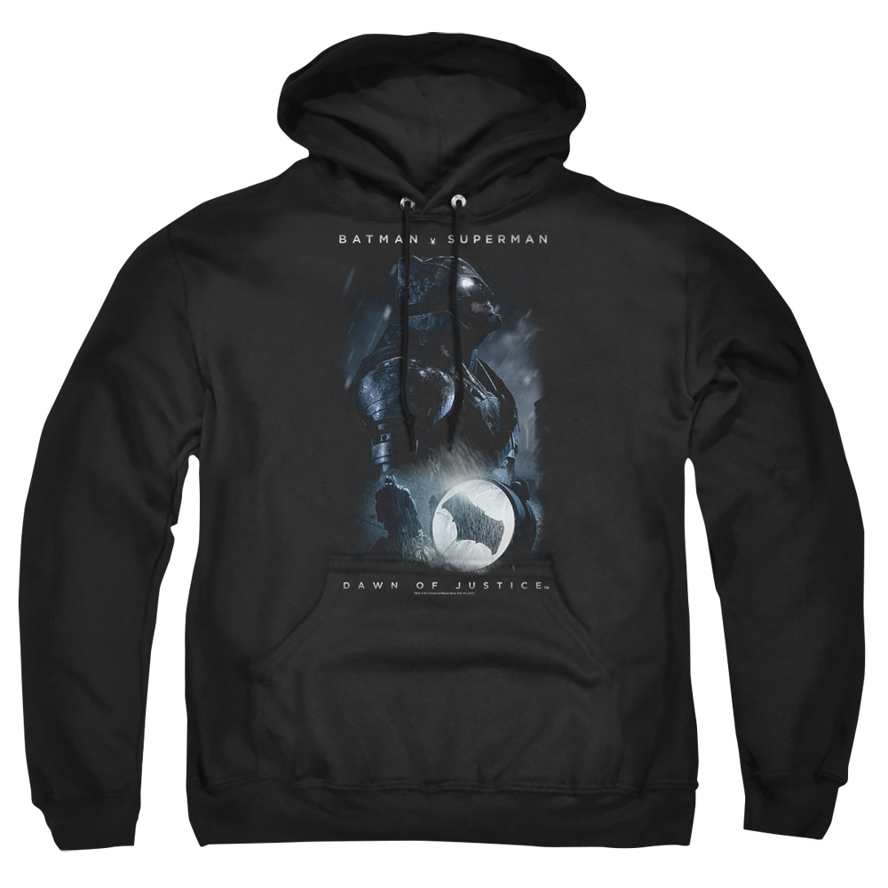 BVS208-AFTH-1 Batman vs Superman Signal Adult Pullover Hoodie, Black - Small