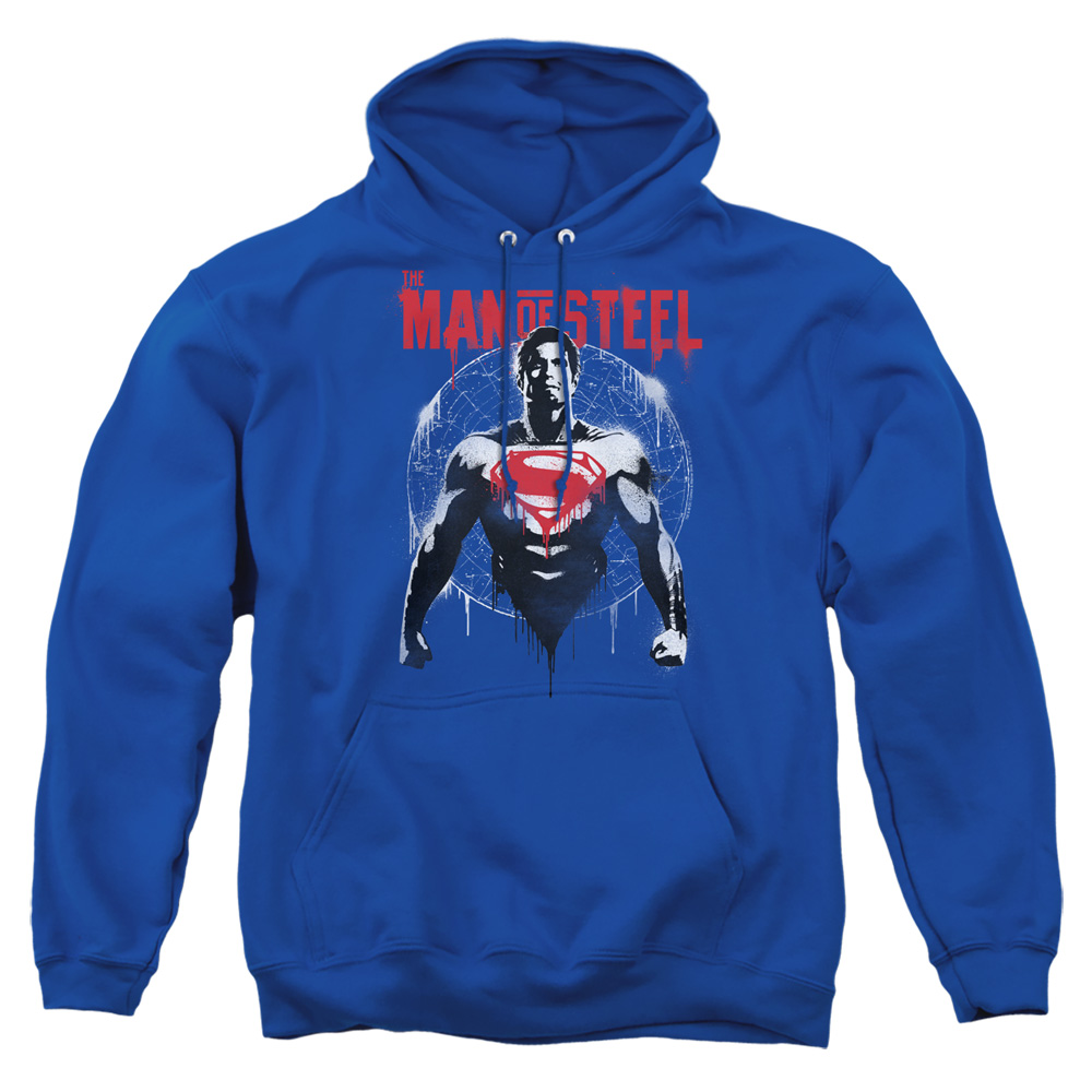 BVS145-AFTH-5 Batman vs Superman Super Spray Adult Pullover Hoodie, Royal - 2X