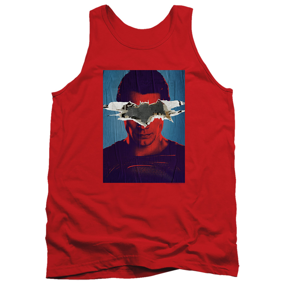 BVS140C-TK-2 Batman vs Superman Poster Adult Tank Top, Red - Medium
