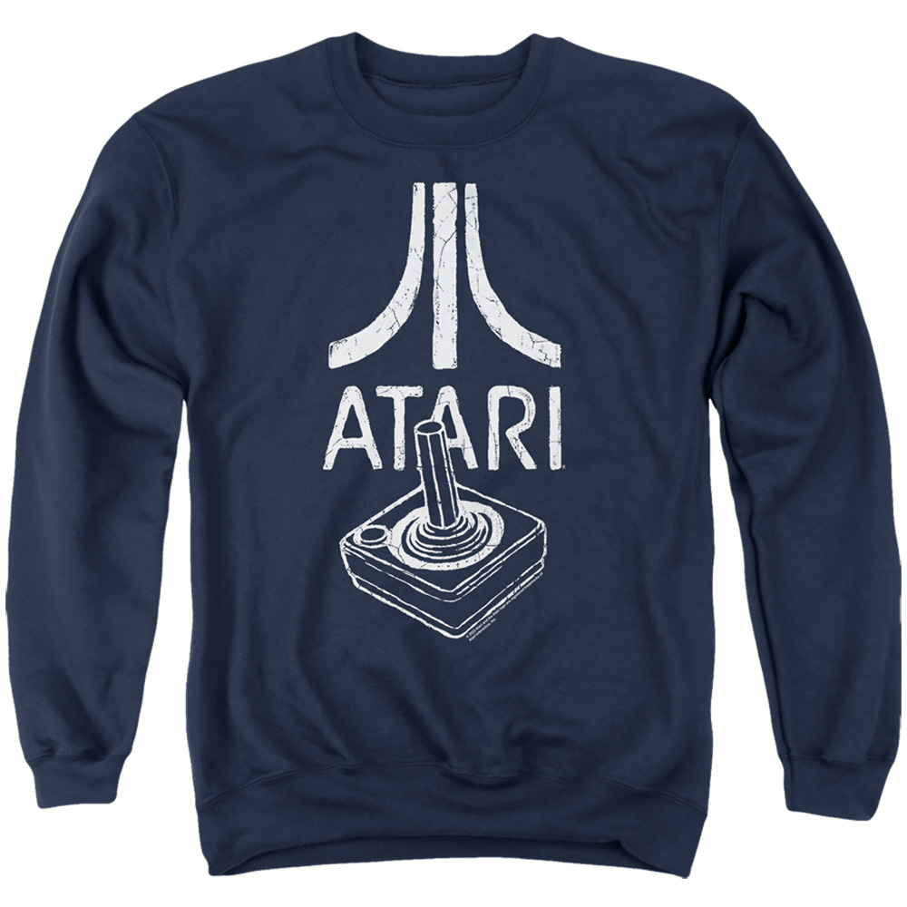 ATRI101D-AS-2 Atari Joystick Logo Adult Crewneck Sweatshirt, Navy - Medium