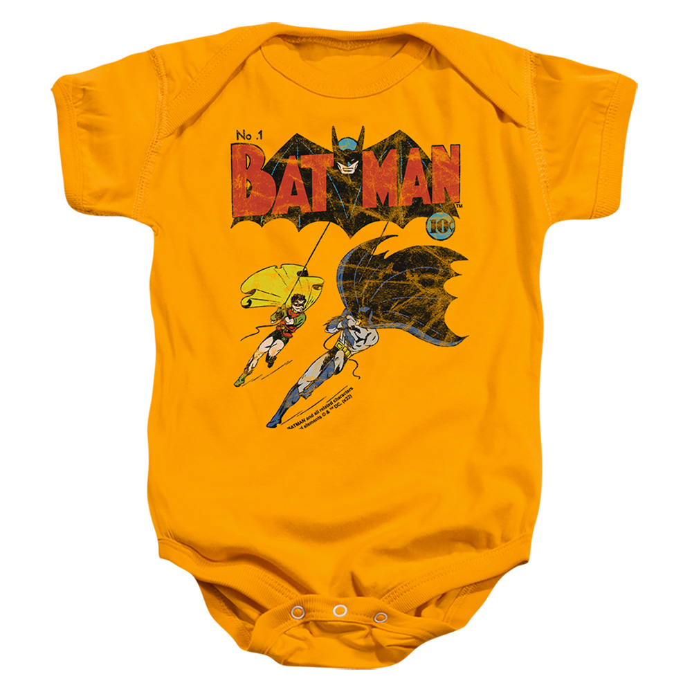 BM3432-SS-2 Batman No.1 1 Infant Snapsuit, Gold - Medium - 12 Month