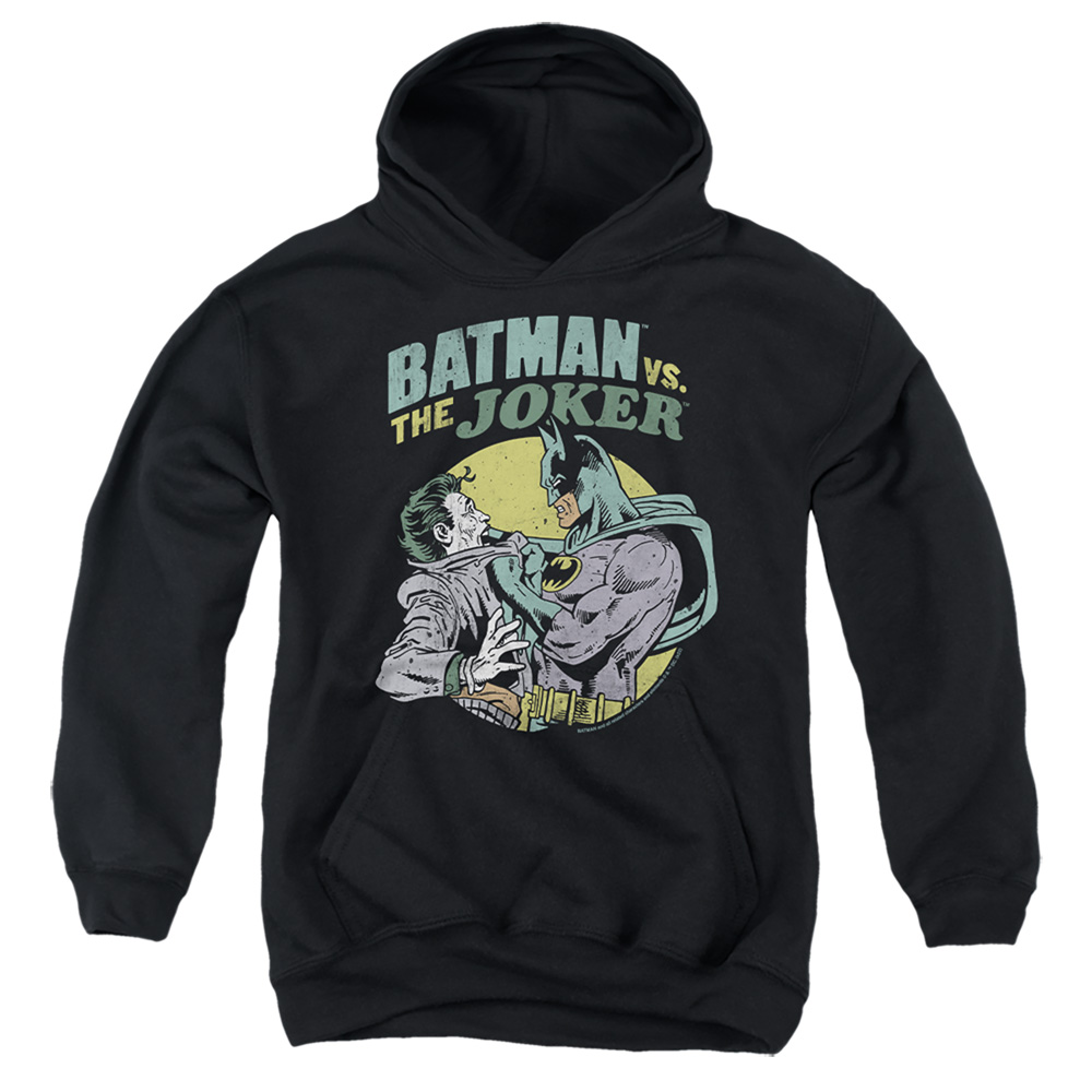 BM3449-YFTH-2 Batman vs Joker 3 Youth Hooded Sweatshirt, Black - Medium