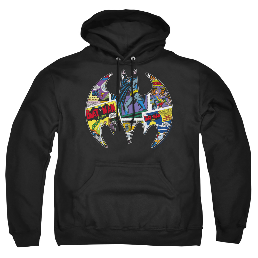 BM3451-AFTH-2 Batman Comic Bat Adult Pullover Hoodie, Black - Medium