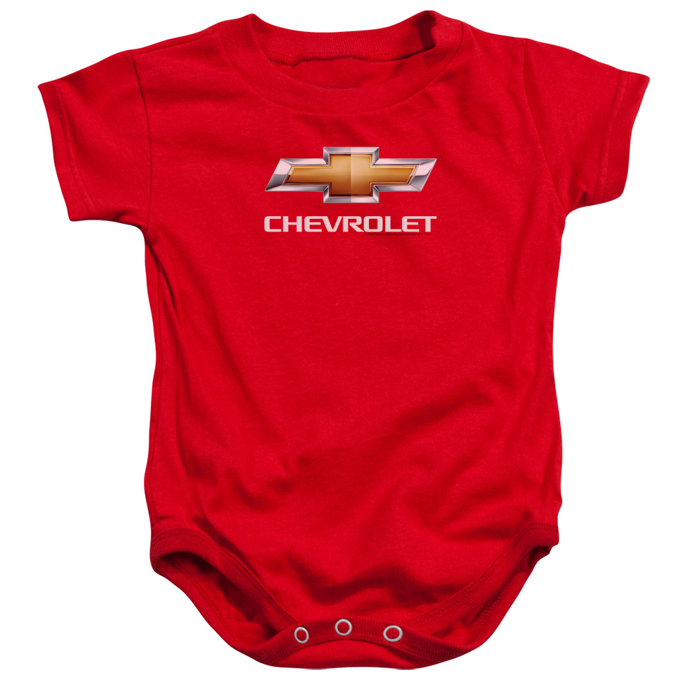 CHV102-SS-2 Chevrolet Chevy Bowtie Stacked Infant Snapsuit, Red - Medium - 12 Month