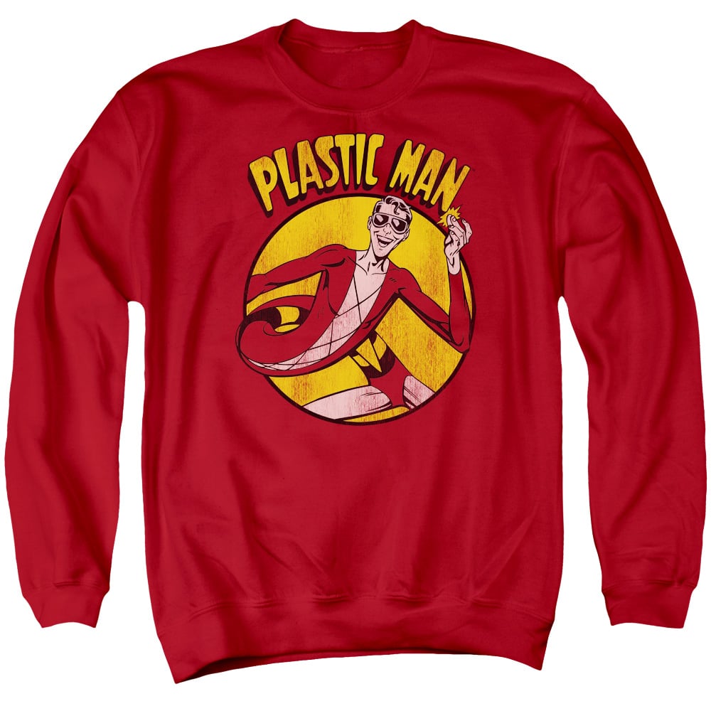 DCO276-AS-2 DC Plastic Man Adult Crewneck Sweatshirt, Red - Medium