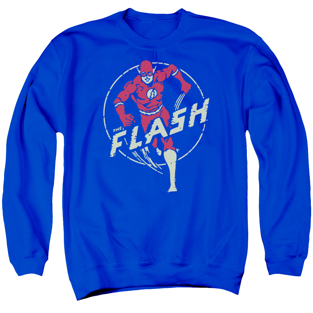 DCO757-AS-1 DC Flash Flash Comics Adult Crewneck Sweatshirt, Royal - Small
