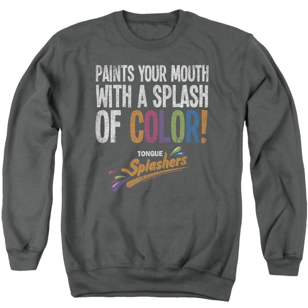 DBL139-AS-1 Dubble Bubble Paints Your Mouth Adult Crewneck Sweatshirt, Charcoal - Small