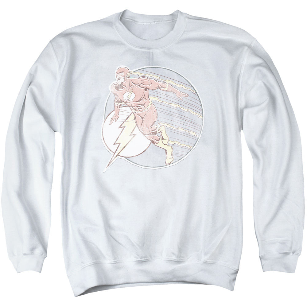 DCO602-AS-3 DC Flash Retro Flash Iron On Adult Crewneck Sweatshirt, White - Large