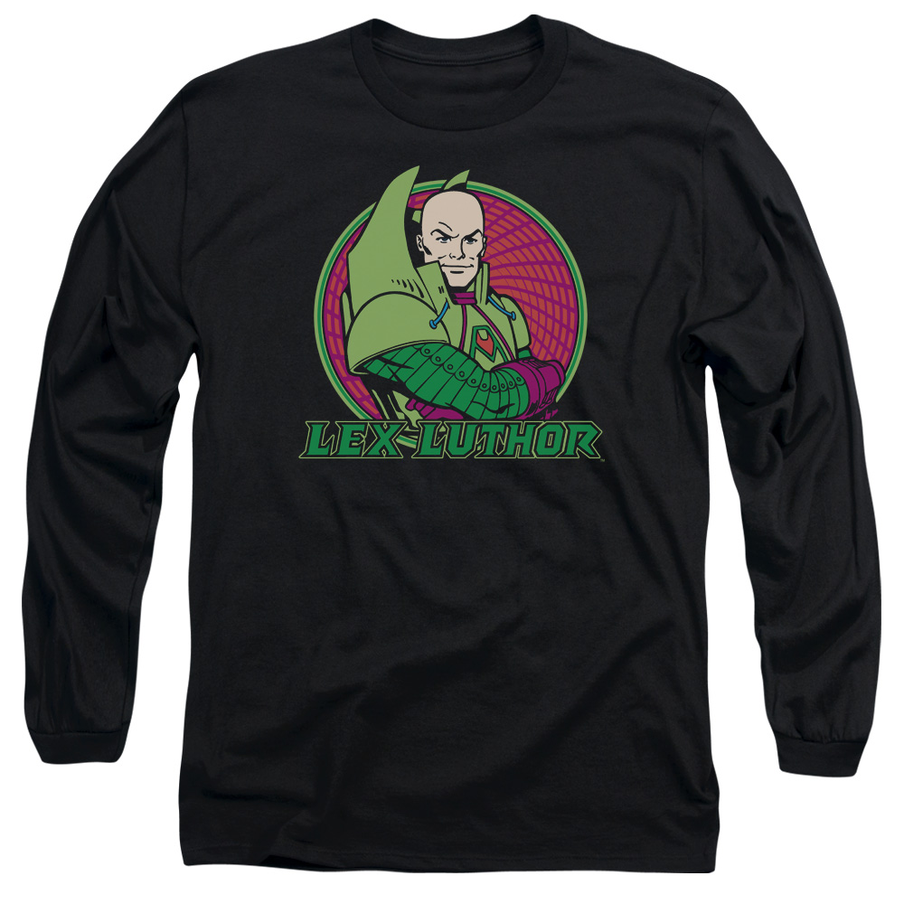 DCO560-AL-2 DC Lex Luthor Adult Long Sleeve T-Shirt, Black - Medium