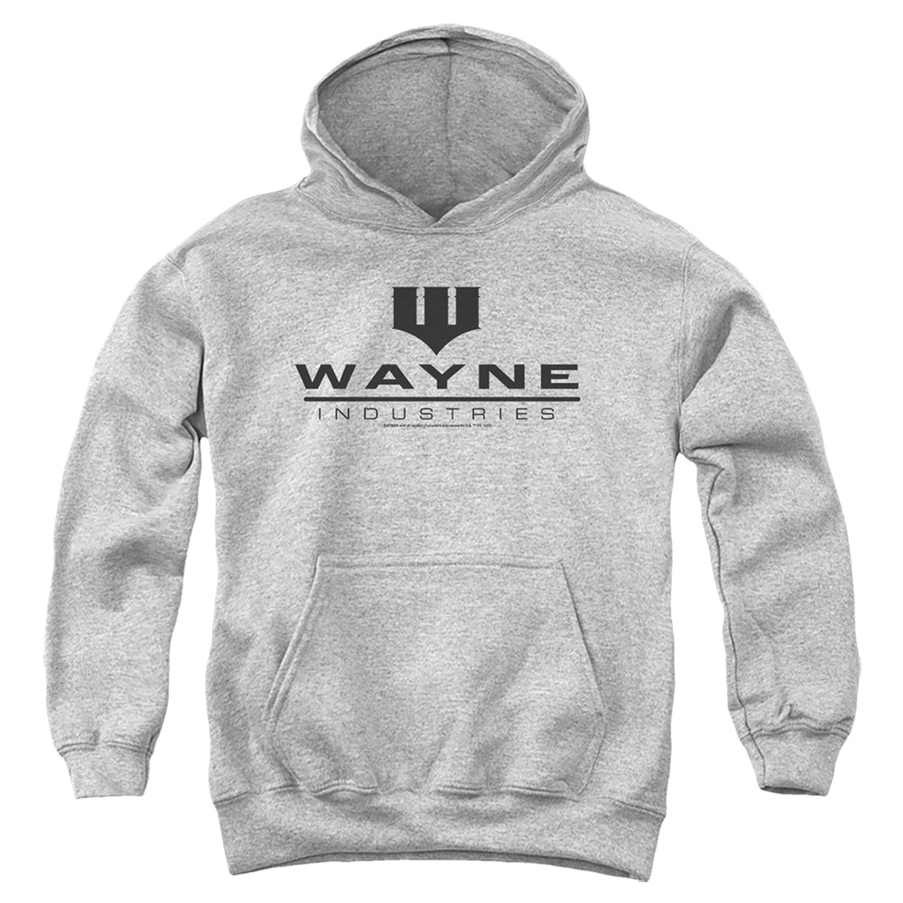 BM3559-YFTH-4 Batman Wayne Industries Youth Hooded Sweatshirt, Athletic Heather - Extra Large