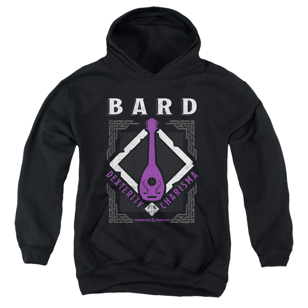 HBRO657-YFTH-2 Dungeons & Dragons Bard Youth Hooded Sweatshirt, Black - Medium