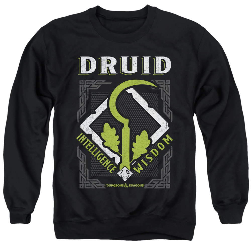 HBRO659-AS-2 Dungeons & Dragons Druid Adult Crewneck Sweatshirt, Black - Medium