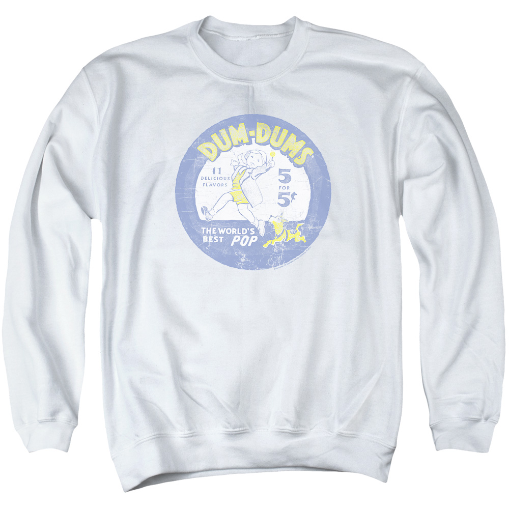 DUM110-AS-2 Dum Dum Pop Parade Adult Crewneck Sweatshirt, White - Medium