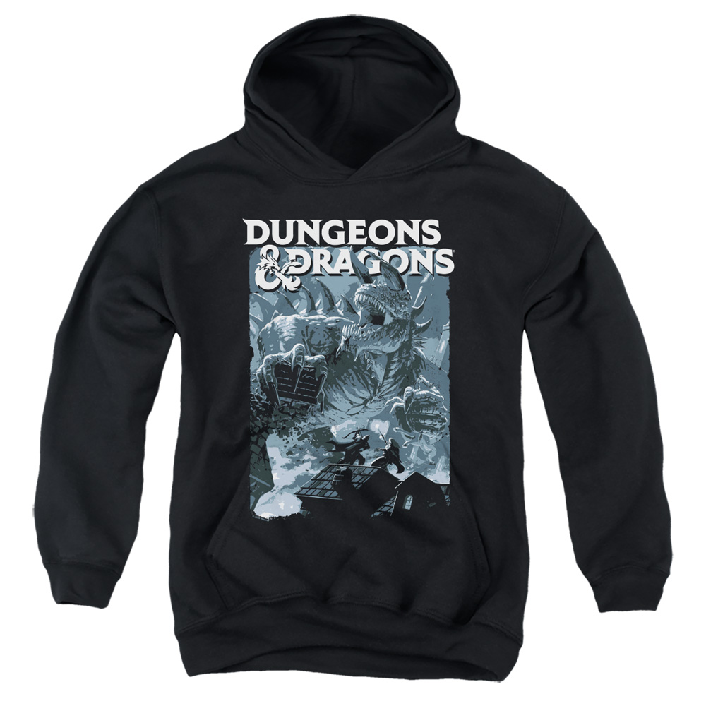 HBRO623-YFTH-2 Dungeons & Dragons Tarrasque Youth Hooded Sweatshirt, Black - Medium