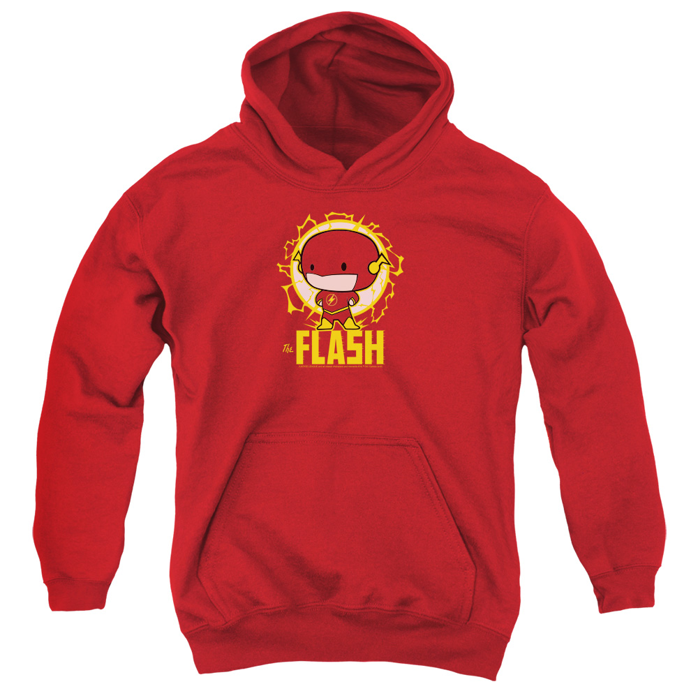 JLA828-YFTH-2 DC Flash Flash Chibi Youth Hooded Sweatshirt, Red - Medium