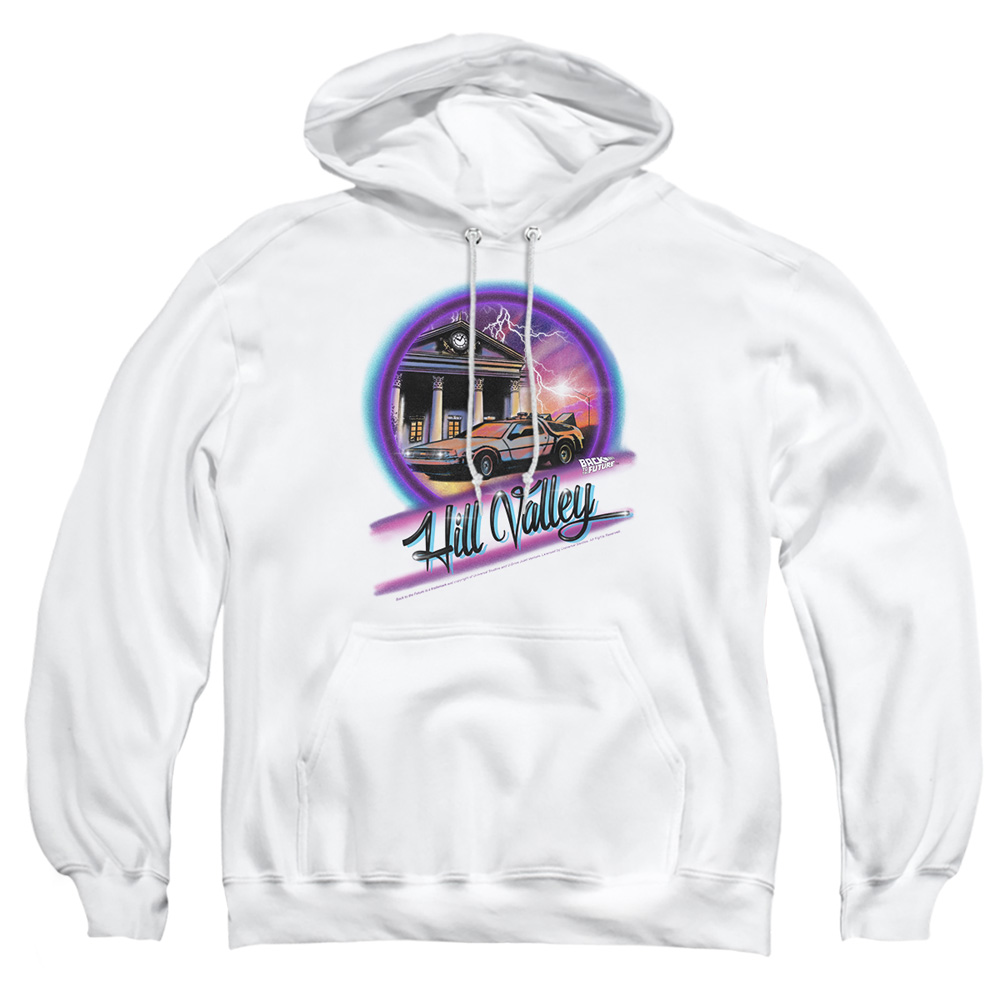 UNI1124-AFTH-4 Back to the Future Ride Adult Pullover Hoodie, White - Extra Large