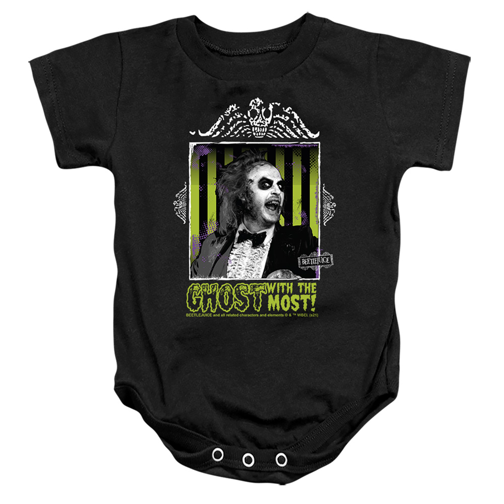 WBM1508-SS-4 Beetlejuice Ghost with The Most Infant Snapsuit, Black - Extra Large - 24 Month