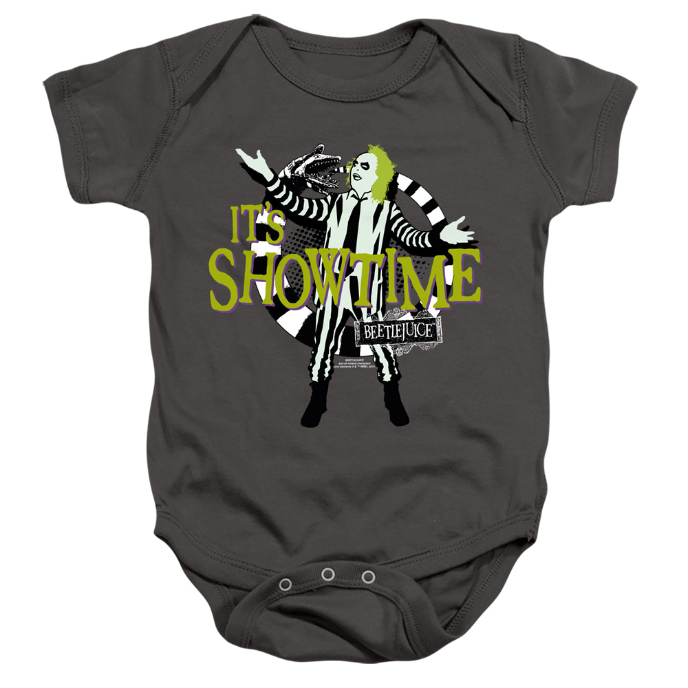 WBM1499-SS-2 Beetlejuice Its Showtime Infant Snapsuit, Charcoal - Medium - 12 Month