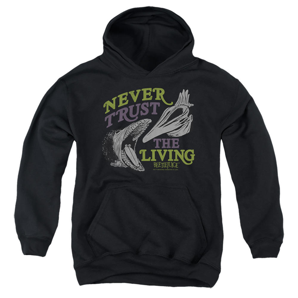 WBM1586-YFTH-2 Beetlejuice Never Trust Youth Hooded Sweatshirt, Black - Medium