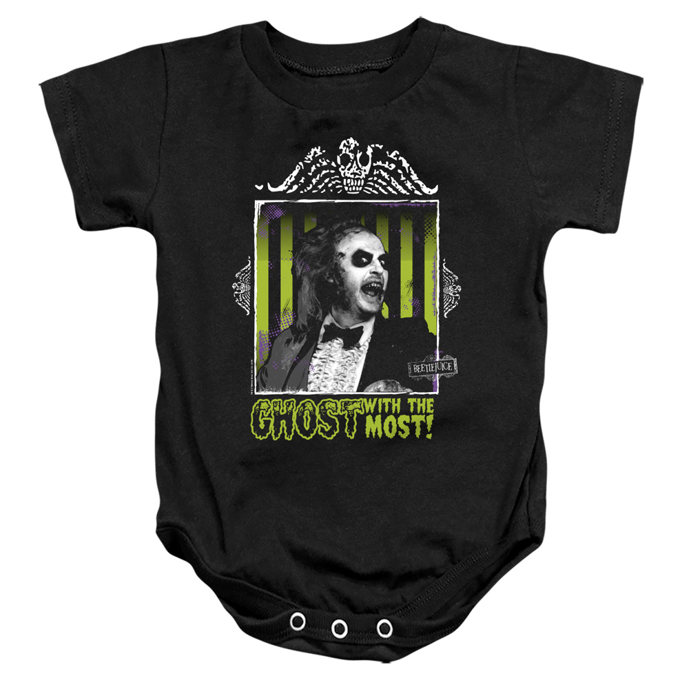 WBM1118-SS-2 Beetlejuice Ghost Infant Snapsuit, Black - Medium - 12 Month