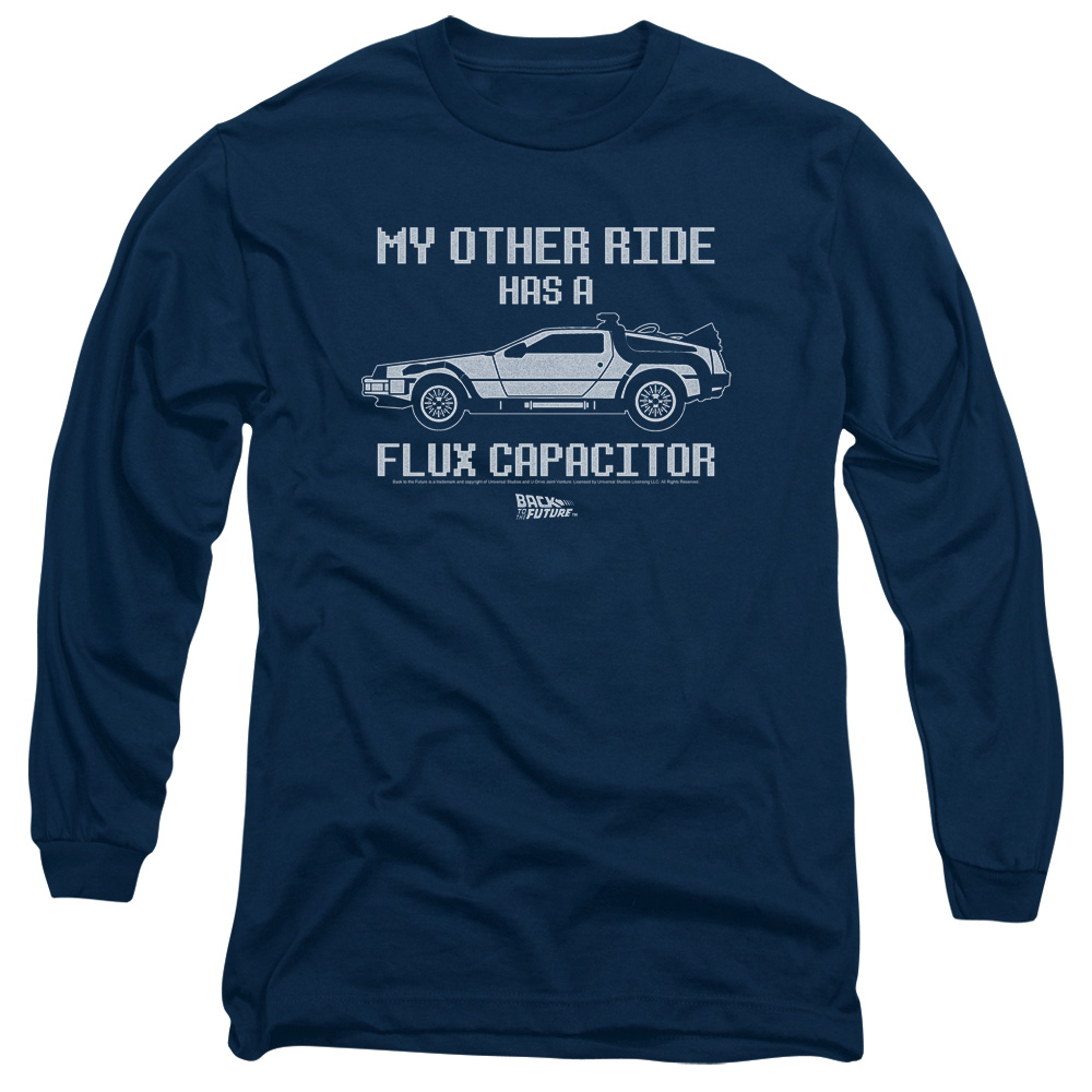 UNI985-AL-4 Back to the Future Other Ride Adult Long Sleeve T-Shirt, Navy - Extra Large