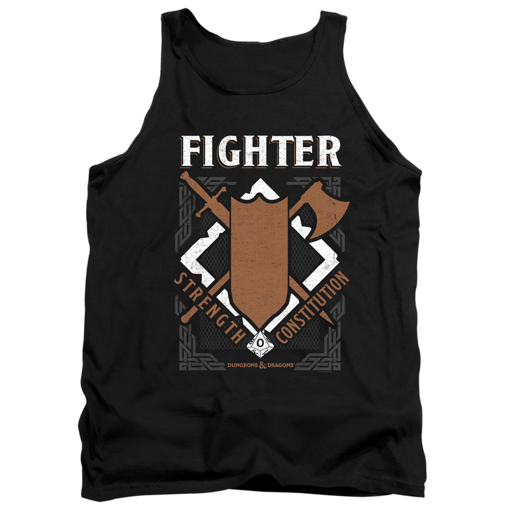 HBRO660-TK-2 Dungeons & Dragons Fighter Adult Tank Top, Black - Medium