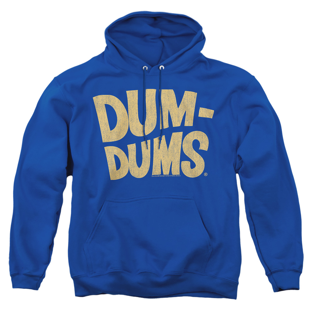 DUM101-AFTH-2 Dum Dum Distressed Logo Adult Pullover Hoodie, Royal - Medium