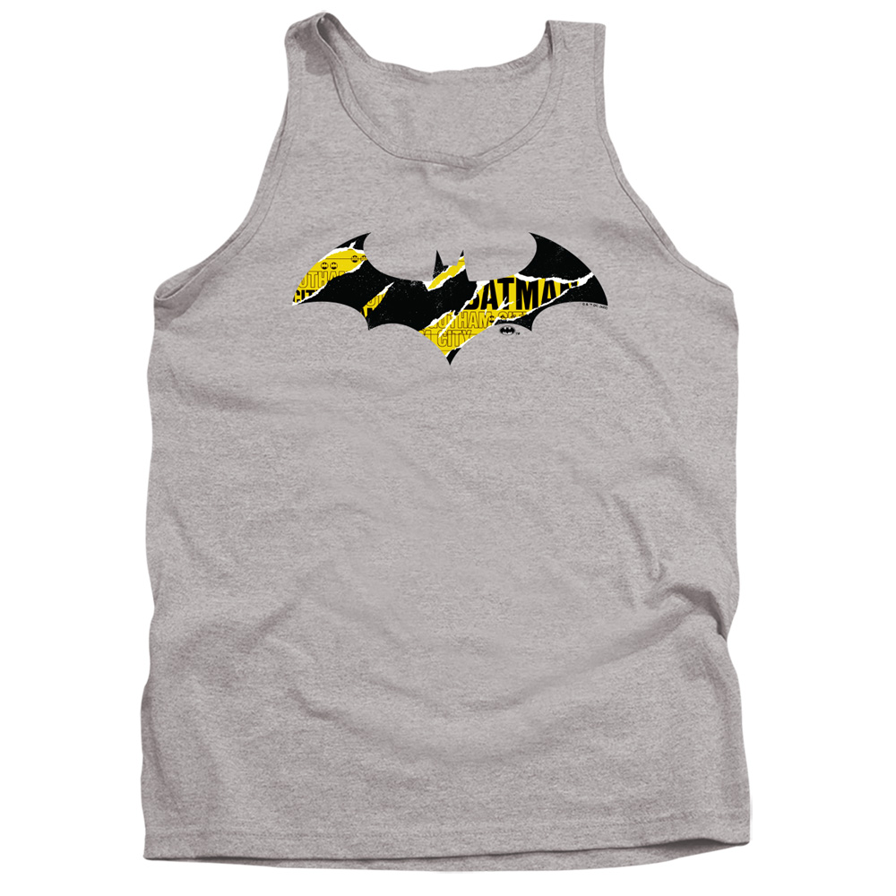 BM3563-TK-2 Batman Torn Gotham Logo Adult Tank Top, Athletic Heather - Medium