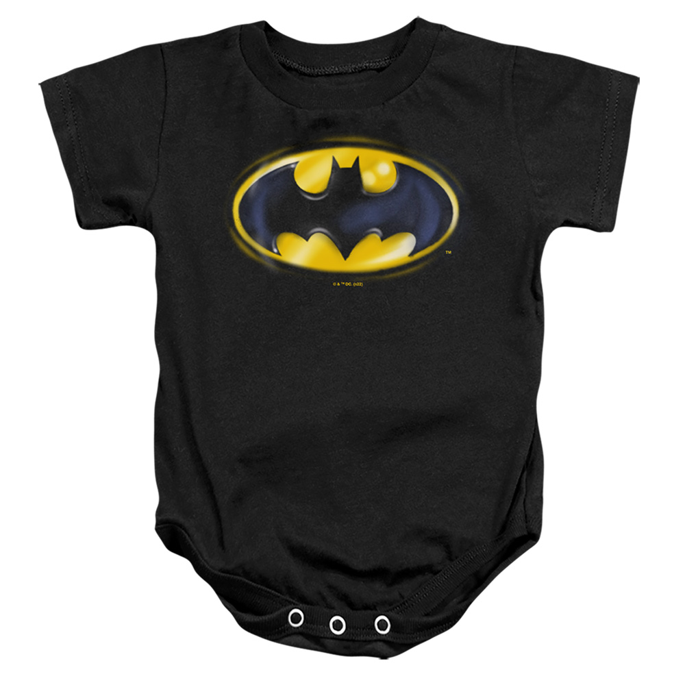 BM3566-SS-2 Batman Airbrush Logo Infant Snapsuit, Black - Medium - 12 Month