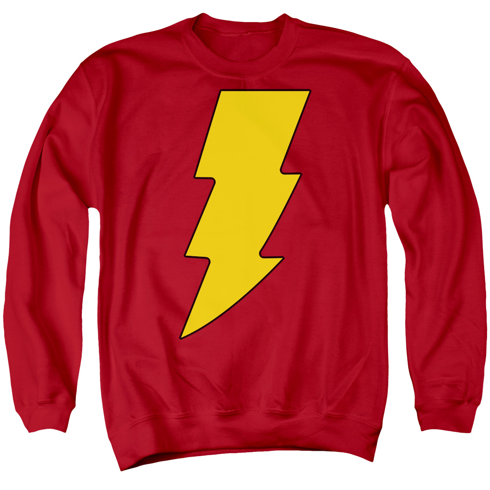 DCO269-AS-2 DC Shazam Logo Adult Crewneck Sweatshirt, Red - Medium