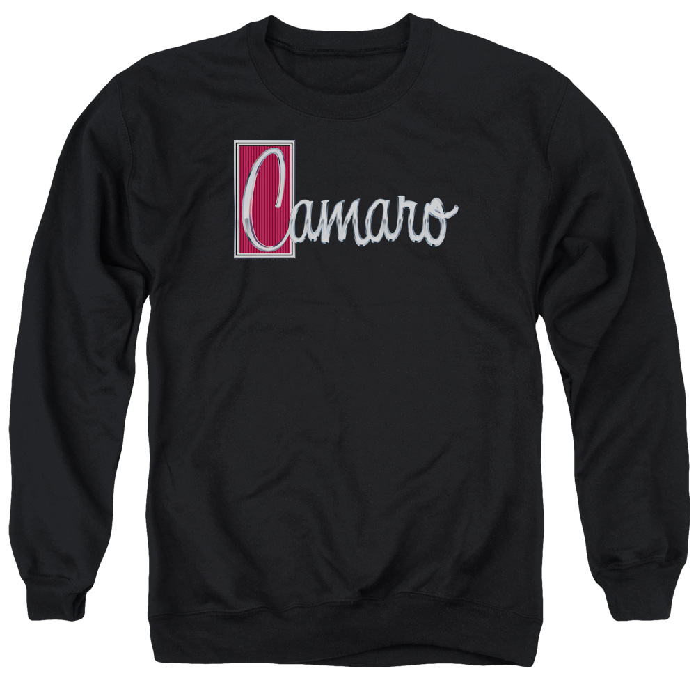 CHV145-AS-6 Chevrolet Chrome Script Adult Crewneck Sweatshirt, Black - 3X