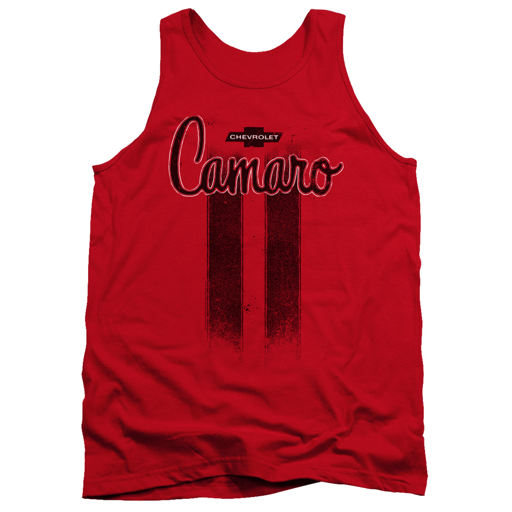 CHV142B-TK-2 Chevrolet Camaro Stripes Adult Tank Top, Red - Medium
