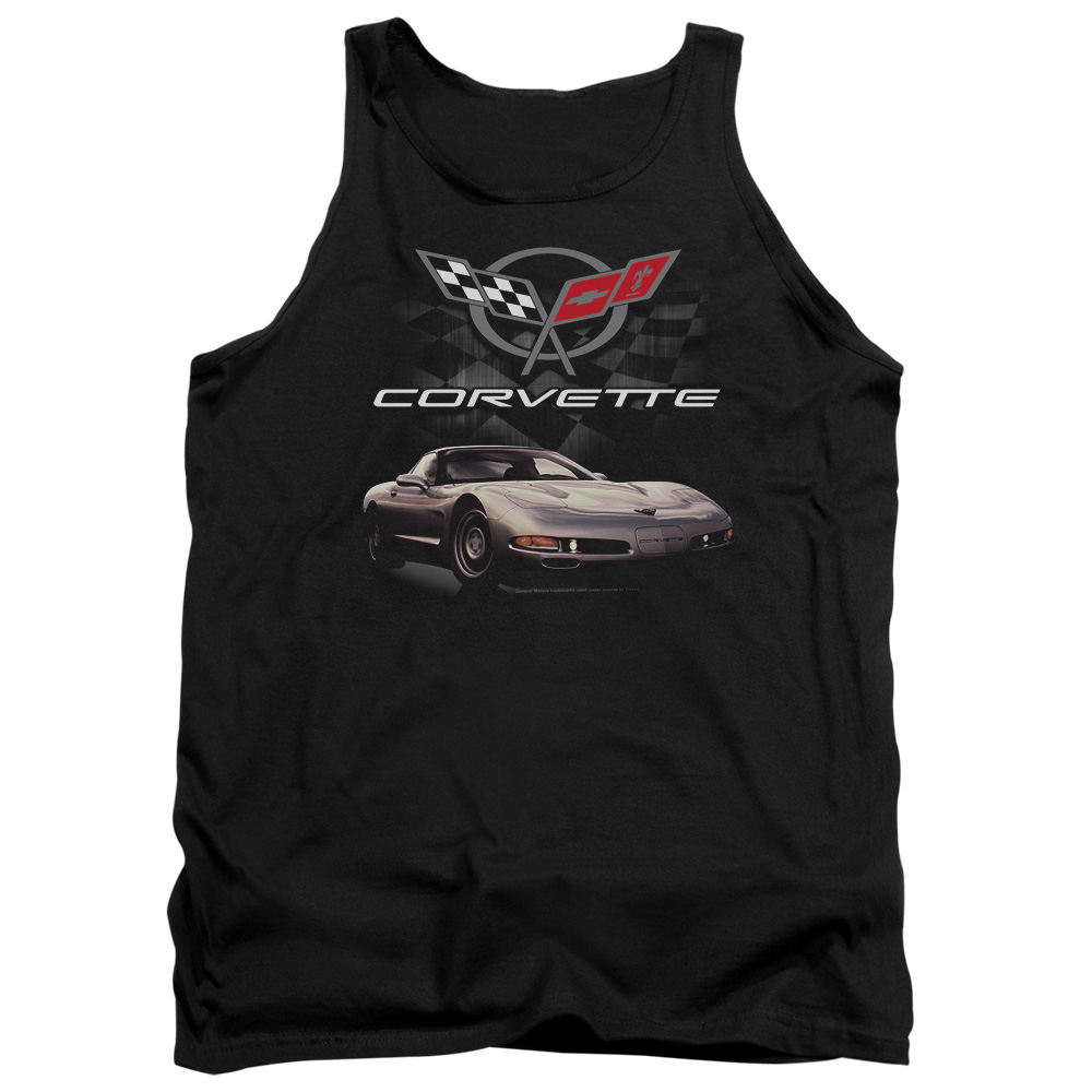 CHV166-TK-2 Chevrolet Checkered Past Adult Tank Top, Black - Medium