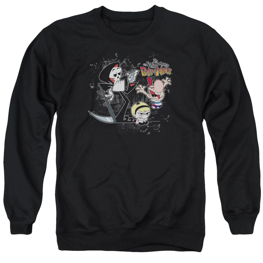 CN226-AS-4 Billy & Mandy Splatter Cast Adult Crewneck Sweatshirt, Black - Extra Large